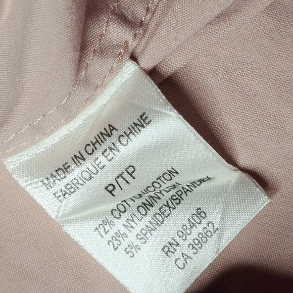 Theory Cotton Blend Pale Blush Pink Button Up V Neck Collared Blouse Size P - Picture 10 of 10